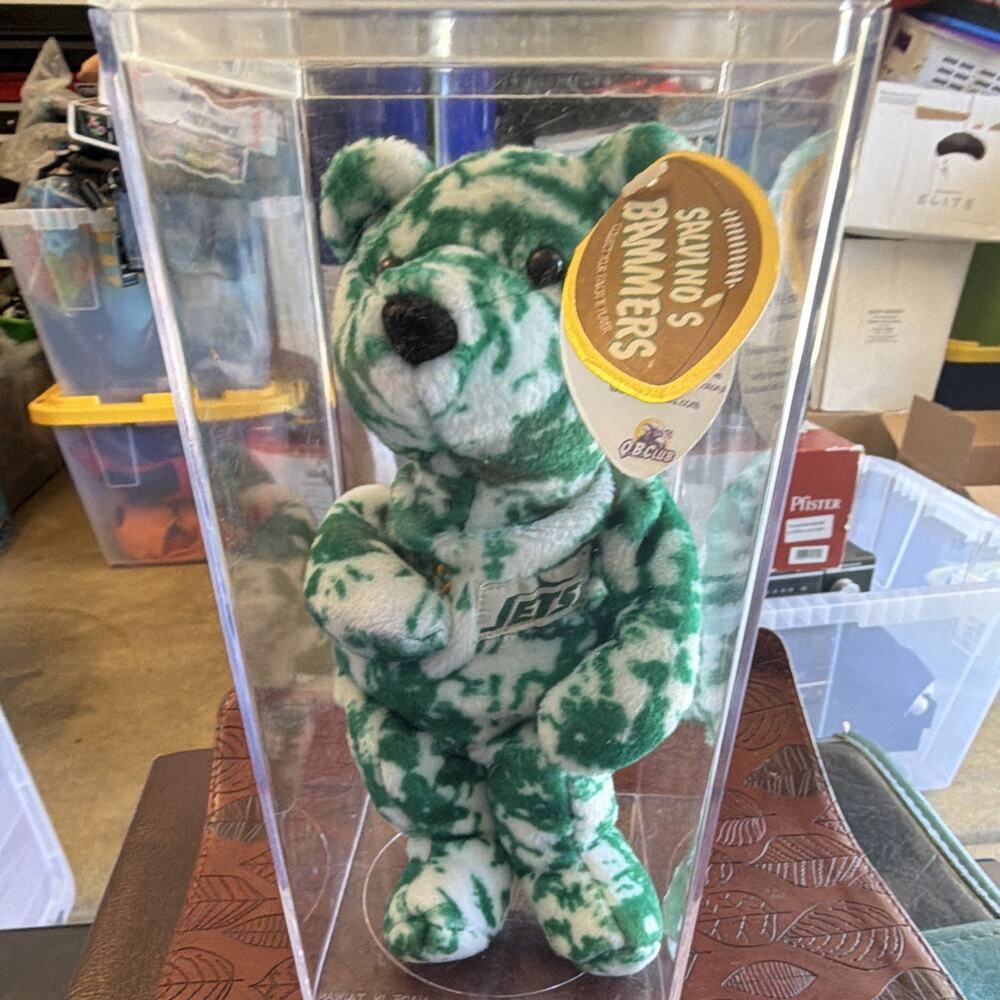 Salvino's Bammers New York Jets #12 Namath Plush Bear in Display Case 1997